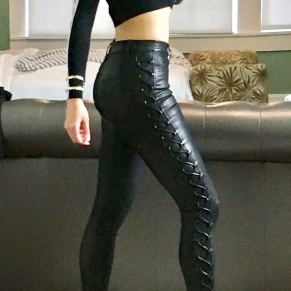 rag & bone Pants - RAG & BONE “KIKU” SIDE-LACE HIGH-RISE LEATHER LEGGING, SZ 24 NWT!